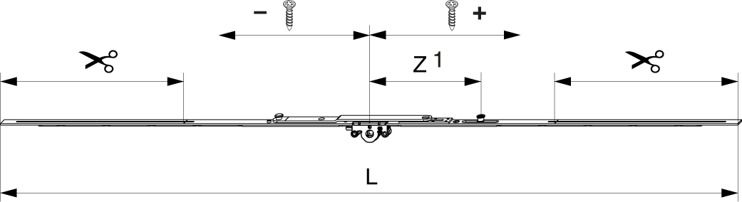 ASTA RULLI VARIABILE CON FORBICE A RIBALTA PREMONTATA MM 1250 E=15 CON 1 FUNGO ARGENTO