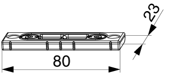SCONTRO CATENACCIO PROFONDITA' BATTUTA 24 MM SCOST. 13 MM H=7,7 MM 2 FORI AVVITAMENTO INCLINATO ARGENTO