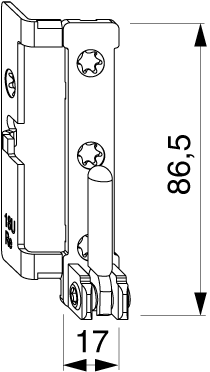 SUPPORTO CERNIERA IN APPOGGIO PER ANGOLO CERNIERA PVC 12/20 SINISTRO ARGENTO
