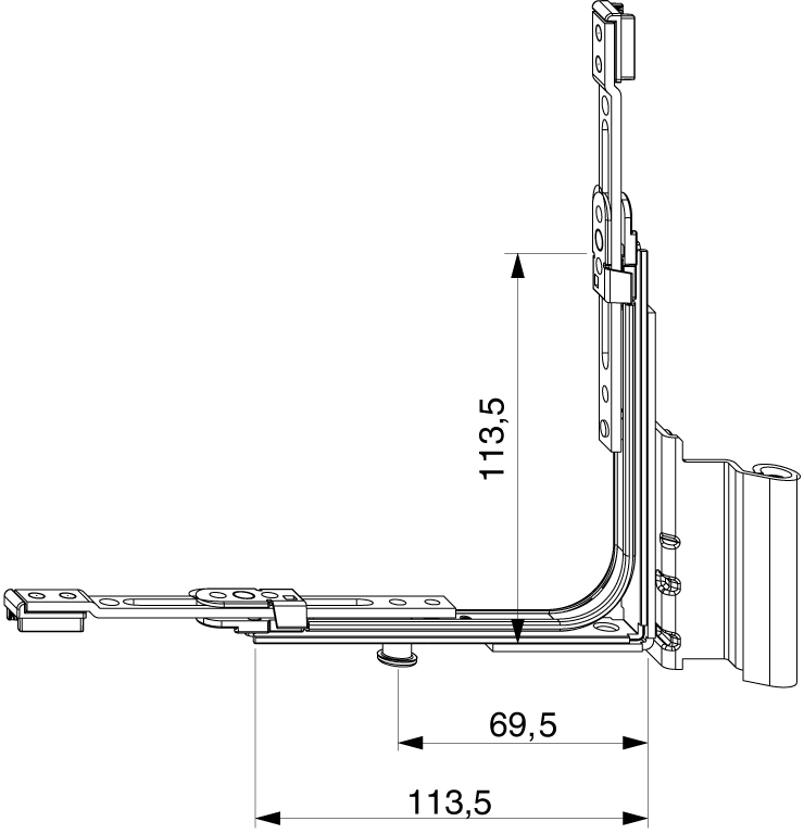 ANGOLO CERNIERA PVC MULTIMATIC 12/18-13 DESTRO 1 FUNGO ARGENTO