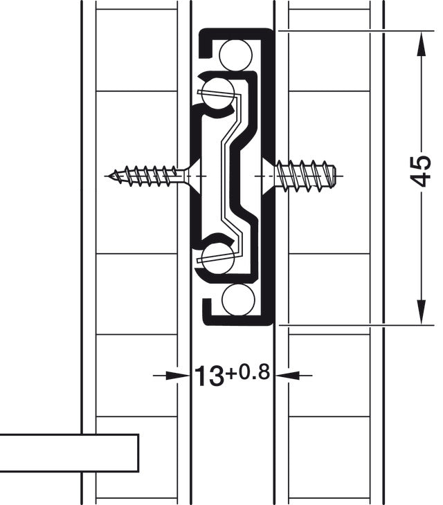 GUIDA A SFERA, HÄFELE MATRIX RUNNERR BB S30, USCITA TOTALE IN SOVRAESTENSIONE, PORTATA FINO A 30 KG, ACCIAIO MONTAGGIO LATERALE 400 MM