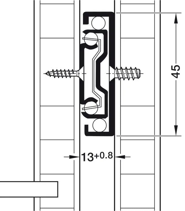 GUIDA A SFERA, HÄFELE MATRIX RUNNERR BB S30, USCITA TOTALE IN SOVRAESTENSIONE, PORTATA FINO A 30 KG, ACCIAIO MONTAGGIO LATERALE 400 MM Hafele