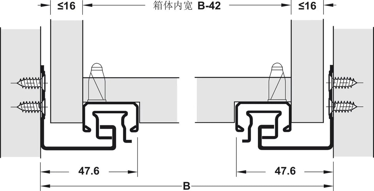 GUIDA CON MONTAGGIO INVISIBILE, HÄFELE MATRIX RUNNER UM A30, USCITA TOTALE, PORTATA FINO A 30 KG 500 MM Hafele