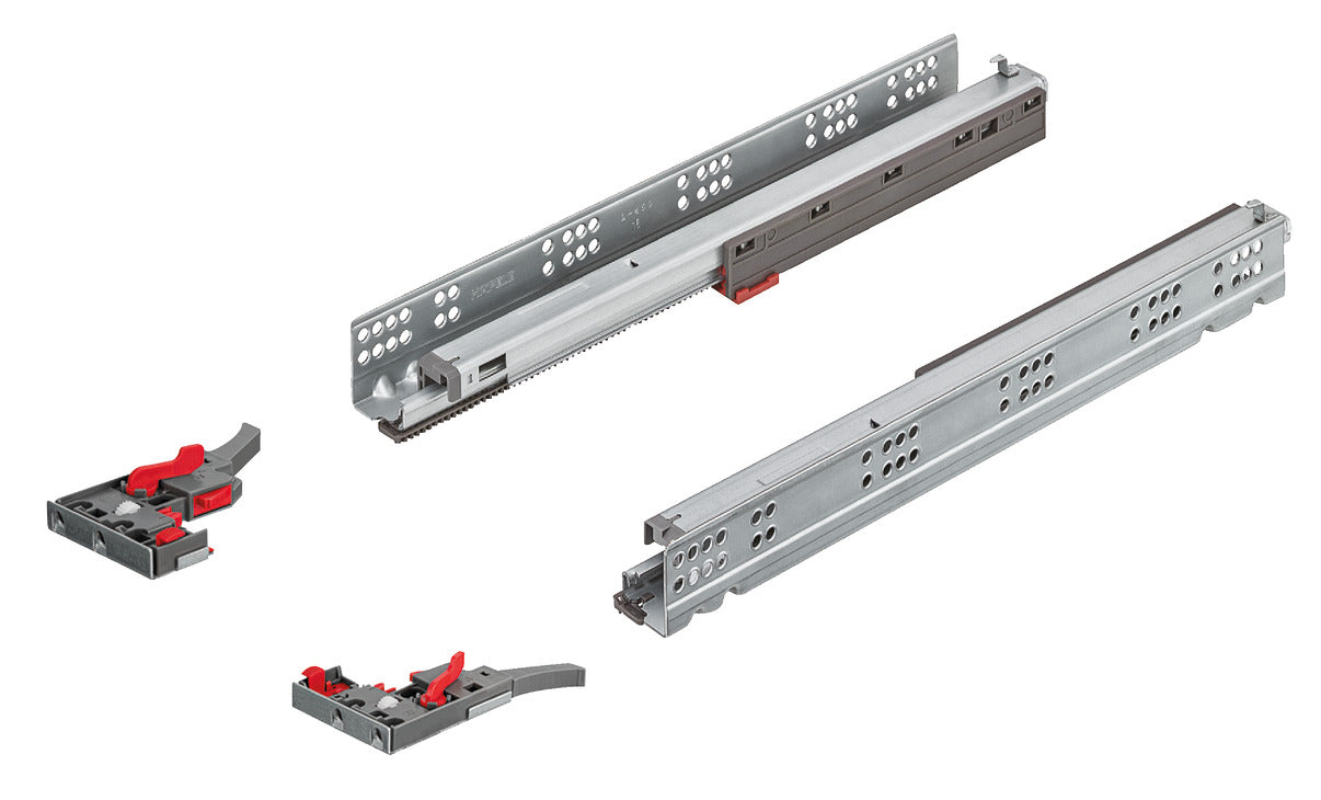 GUIDA CON MONTAGGIO INVISIBILE, HÄFELE MATRIX RUNNER UM A 30, USCITA TOTALE, PORTATA FINO A 30 KG, SCORRIMENTO SINCRONIZZATO 500 MM