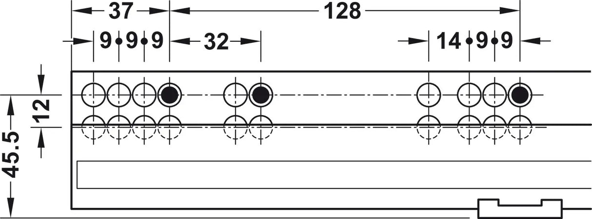 GUIDA CON MONTAGGIO INVISIBILE, HÄFELE MATRIX RUNNER UM A 30, USCITA TOTALE, PORTATA FINO A 30 KG, SCORRIMENTO SINCRONIZZATO 500 MM Hafele