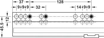 GUIDA CON MONTAGGIO INVISIBILE, HÄFELE MATRIX RUNNER UM A30, USCITA TOTALE, PORTATA FINO A 30 KG, SCORRIMENTO SINCRONIZZATO 500MM PUSH Hafele