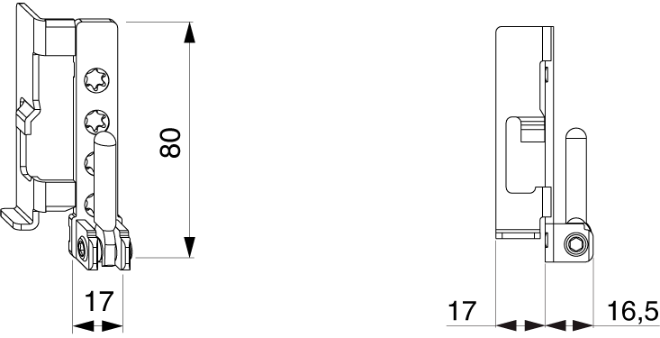 SUPPORTO CERNIERA IN APPOGGIO 12/18 SX ARGENTO