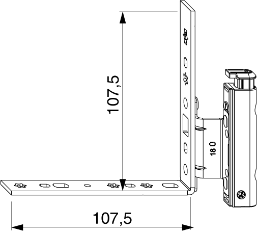 ANGOLO CERNIERA IN APPOGGIO CON FISSAGGIO IN BATTUTA 12/18-9 SINISTRO