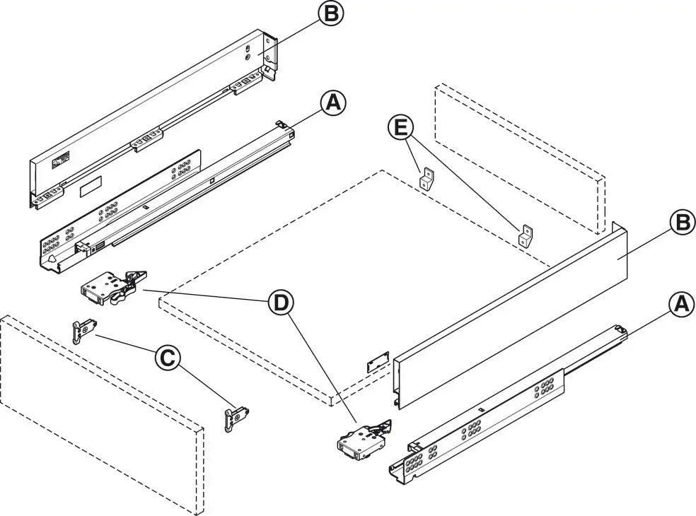 SPONDINA, MATRIX BOX SLIM A, ALTEZZA SPONDINA 89 MM 550 MM BIANCO Hafele