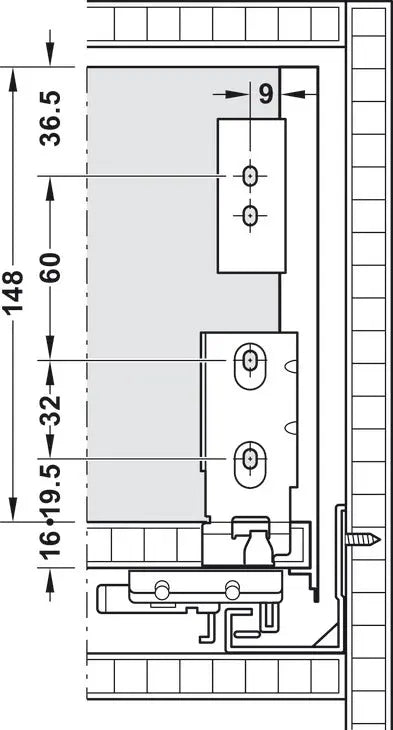 SPONDINA, MATRIX BOX SLIMA A, ALTEZZA SPONDINA 175 MM 550 MM BIANCO Hafele