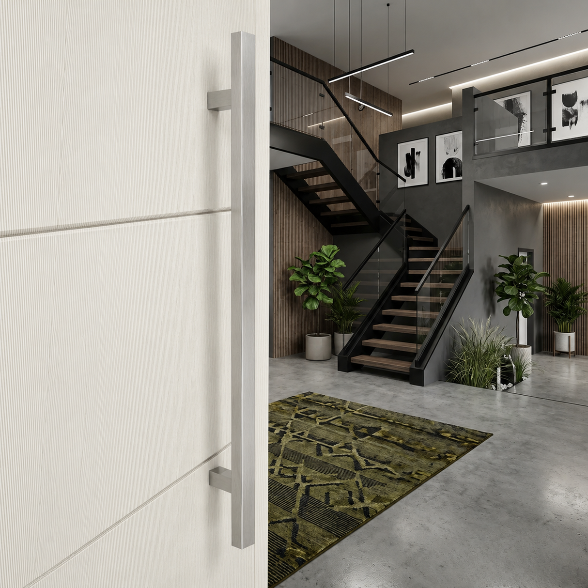 Maniglione Per Porta Modello Quadrato Dritto In Acciaio Inox Brackle