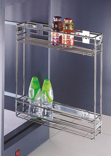 CESTELLO IN ACCIAIO A 2 PIANI 100X490X450 MM CON GUIDE QUADRE CROMATE