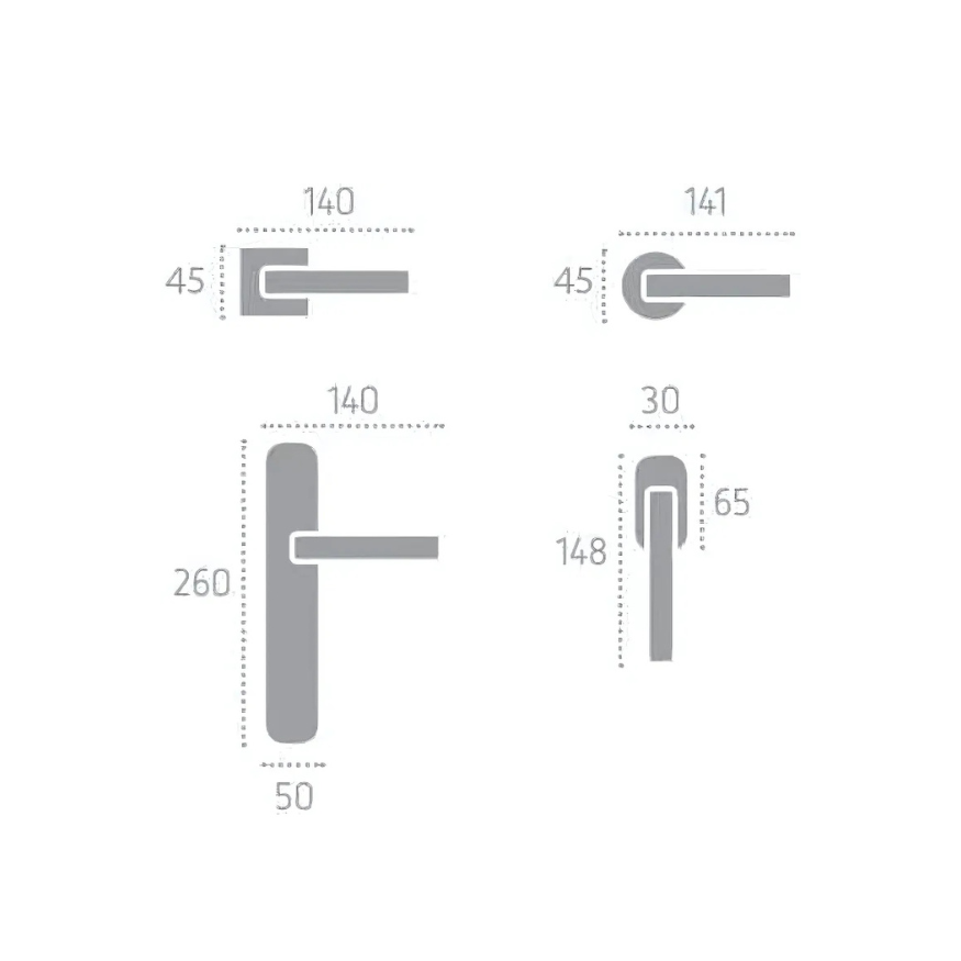MANIGLIA PER PORTA AURA NERO OPACO