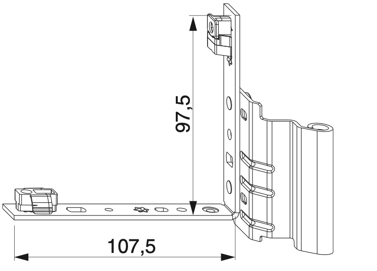 ANGOLO CERNIERA PVC PER CAVA 12/18-26 DESTRO ARGENTO