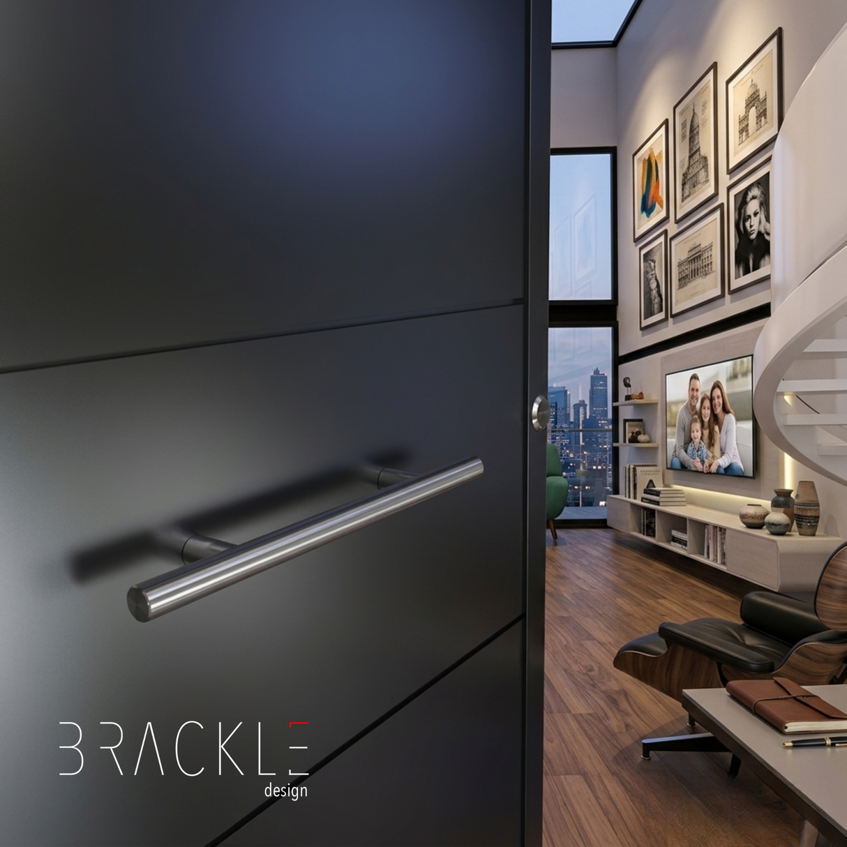 Maniglione 302 per porta in acciaio inox Brackle
