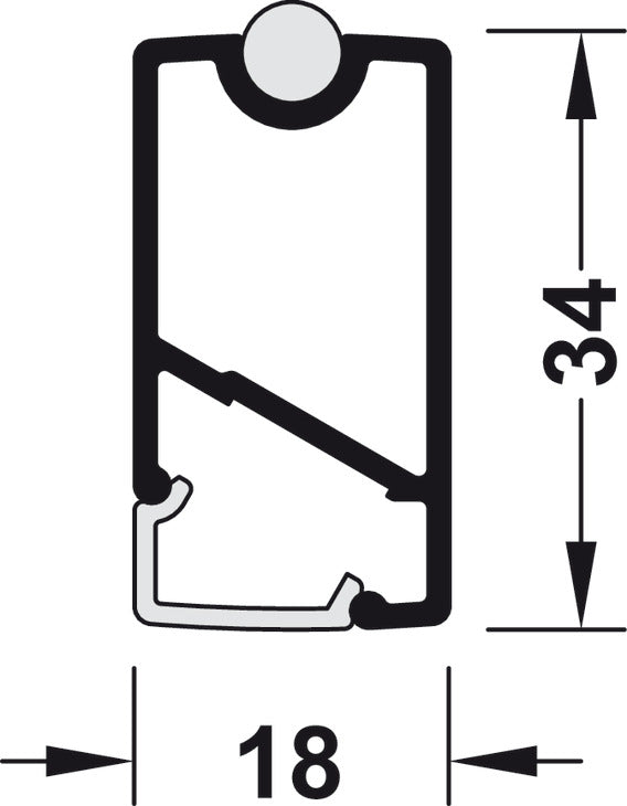 TUBO PER ARMADIO, PROFILO 5104 HÄFELE DRESSCODE PER STRIP LED 8 MM