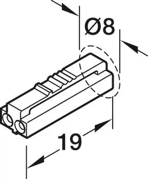 PROLUNGA, PER HÄFELE LOOX5 24 V A 2 POLI (MONOCROMATICO O TECNICA A 2 FILE MUTLI-WHITE) Hafele