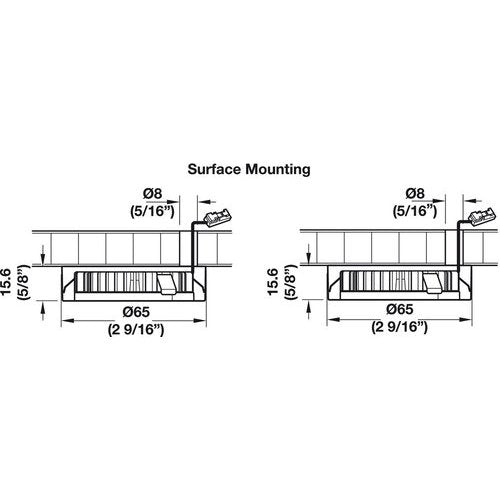 MODULO LAMPADA, HÄFELE LOOX LED 3092 24 V MODULARE, A 2 POLI (MONOCROMATICO) FORO Ø 58 MM ALLUMINIO