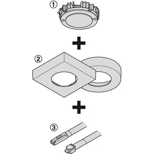 MODULO LAMPADA, HÄFELE LOOX LED 3092 24 V MODULARE, A 2 POLI (MONOCROMATICO) FORO Ø 58 MM ALLUMINIO Hafele