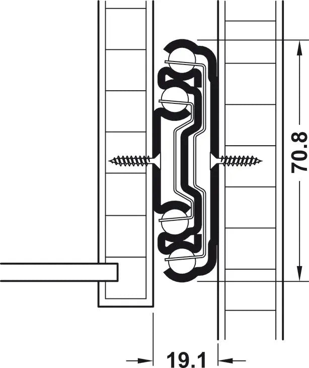 USCITA TOTALE, ACCURIDE 7957, PORTATA FINO A 160 KG, ACCIAIO, MONTAGGIO LATERALE/A SQUADRA Hafele