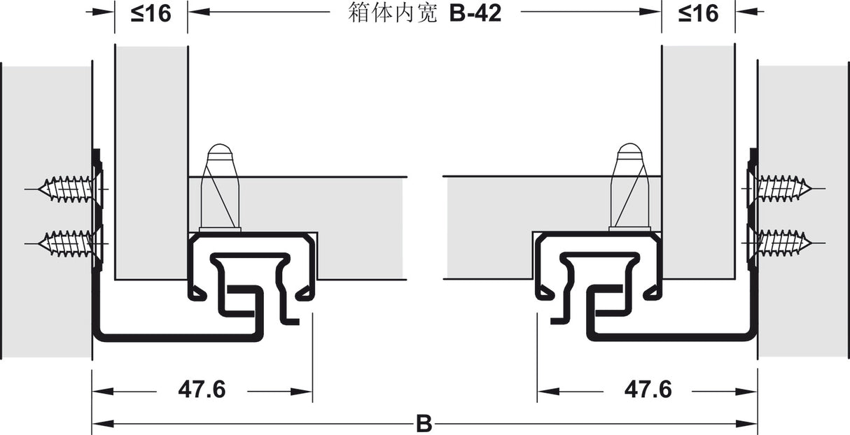 GUIDA CON MONTAGGIO INVISIBILE, HÄFELE MATRIX RUNNER UM A30, USCITA TOTALE, PORTATA FINO A 30 KG
