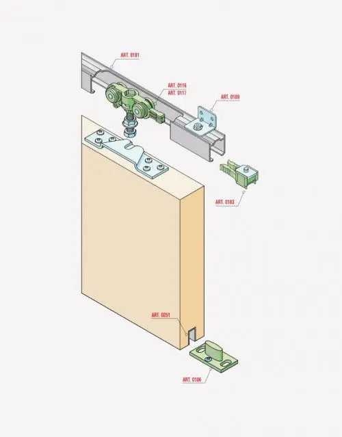 KIT PER PORTA SCORREVOLE SERIE 100 PORTATA FINO A 70 KG Sisco Sistem