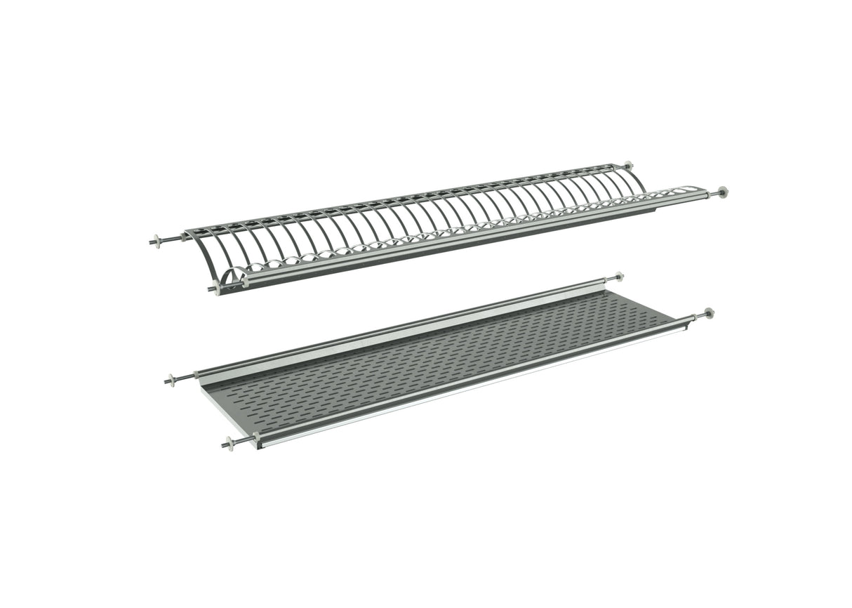 SCOLAPIATTI INCASSO ACCIAO 41CM INOX A MOLLA BASE + VASCHETTA RACCOGLI GOCCE