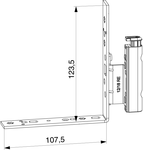 ANGOLO CERNIERA DT160 PER PORTAFINESTRA CON FISSAGGIO BATTUTA 12/18-13 DESTRO ARGENTO