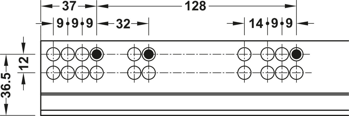 GUIDA CON MONTAGGIO INVISIBILE, HÄFELE MATRIX RUNNER UM A30, USCITA TOTALE, PORTATA FINO A 30 KG AMM  250MM