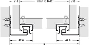GUIDA CON MONTAGGIO INVISIBILE, HÄFELE MATRIX RUNNER UM A30, USCITA TOTALE, PORTATA FINO A 30 KG 500 MM Hafele