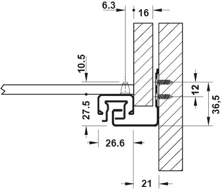 GUIDA CON MONTAGGIO INVISIBILE, HÄFELE MATRIX RUNNER UM A30, USCITA TOTALE, PORTATA FINO A 30 KG 500 MM