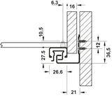 GUIDA CON MONTAGGIO INVISIBILE, HÄFELE MATRIX RUNNER UM A30, USCITA TOTALE, PORTATA FINO A 30 KG 500 MM
