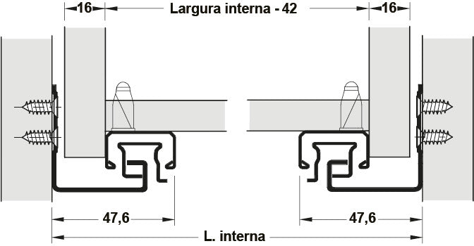 GUIDA CON MONTAGGIO INVISIBILE, HÄFELE MATRIX RUNNER UM A30, USCITA TOTALE, PORTATA FINO A 30 KG 500 MM