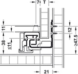 GUIDA CON MONTAGGIO INVISIBILE, HÄFELE MATRIX RUNNER UM A 30, USCITA TOTALE, PORTATA FINO A 30 KG, SCORRIMENTO SINCRONIZZATO 300 MM