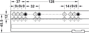 GUIDA CON MONTAGGIO INVISIBILE, HÄFELE MATRIX RUNNER UM A30, USCITA TOTALE, PORTATA FINO A 30 KG, SCORRIMENTO SINCRONIZZATO 500MM PUSH