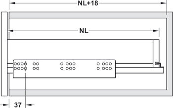 GUIDA CON MONTAGGIO INVISIBILE, HÄFELE MATRIX RUNNER UM A30, USCITA TOTALE, PORTATA FINO A 30 KG, SCORRIMENTO SINCRONIZZATO 500MM PUSH