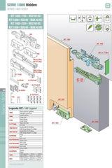 Kit scorrevole per porte Binario invisibile  Serie Hidden 1800-1150 portata fino a 80 kg