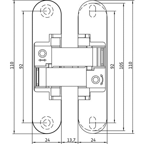 CERNIERA AN 170 3D PORTATA 60 KG BRONZO ANTICO