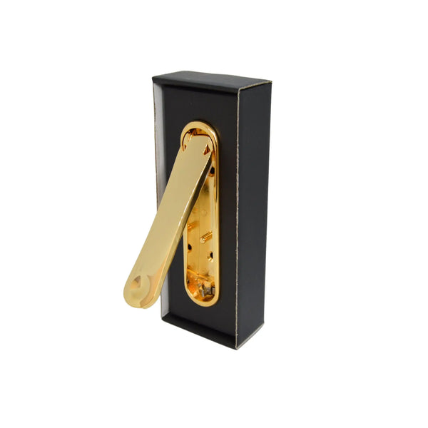 Maniglia a scomparsa Tentazione oro con design moderno, packaging elegante per porte e finestre.