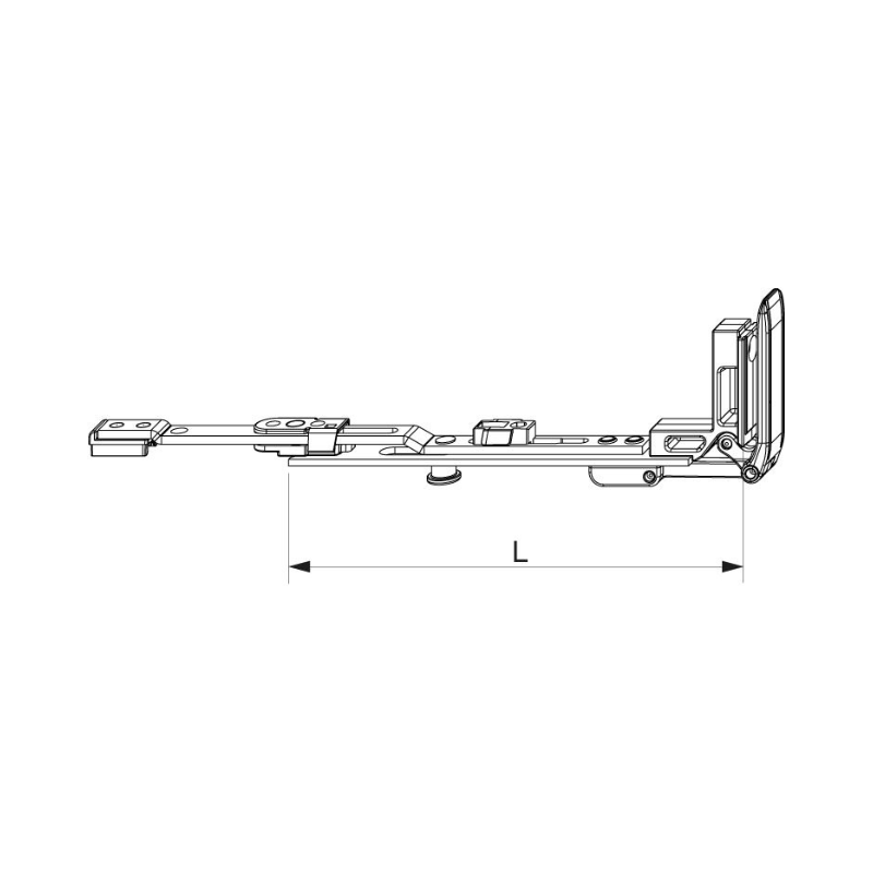 Catenaccio orizzontale MM prolungabile con 1 fungo LBB 240-1.800 argento