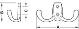 Ganci guardaroba, pressofusione di zinco, con 2 ganci
