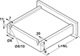 Guida con montaggio invisibile, Häfele Matrix Runner UM A30, uscita totale, portata fino a 30 kg