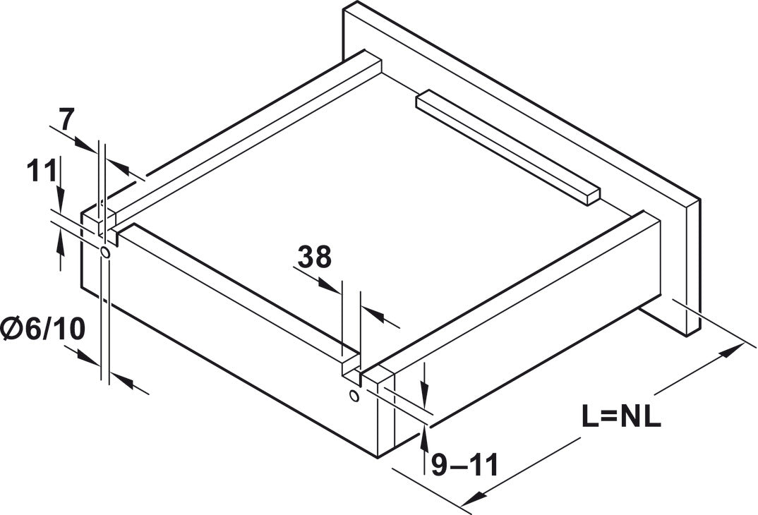 GUIDA CON MONTAGGIO INVISIBILE, HÄFELE MATRIX RUNNER UM A 30, USCITA TOTALE, PORTATA FINO A 30 KG, SCORRIMENTO SINCRONIZZATO