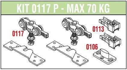 Solo Kit per porta scorrevole Serie 100 portata fino a 70 Kg