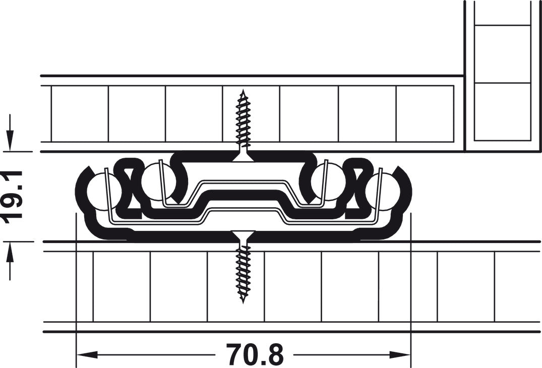 Uscita totale, Accuride 7957, portata fino a 160 kg, acciaio, montaggio laterale/a squadra