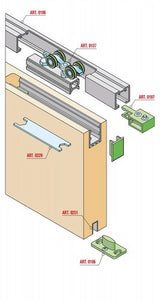 Kit scorrevole per porta ammortizzato portata fino a 80KG